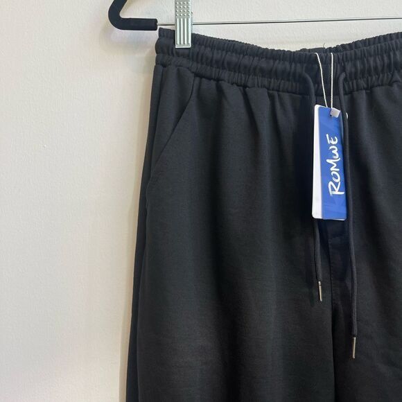 NWT - Romwe Black Drawstring Hem Sweatpants - Small - Picture 2 of 6